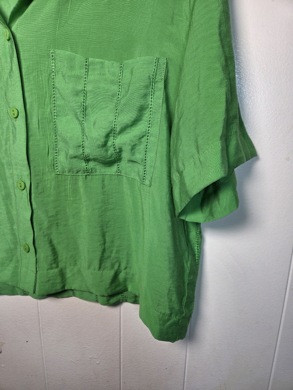 Jason Wu Green Short Sleeve Button Down Size Medium - Picture 4 of 15